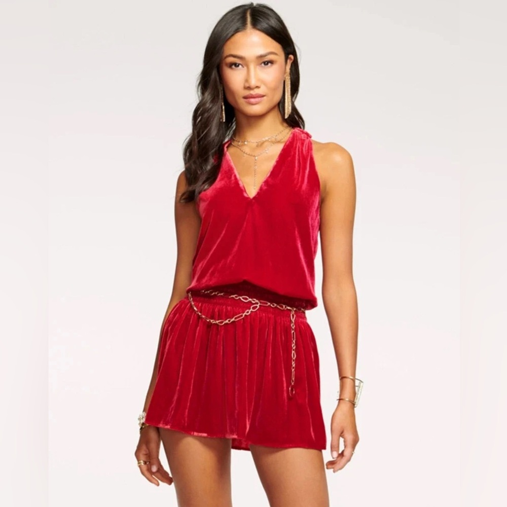 Ramy Brook red velvet holday cocktail dress